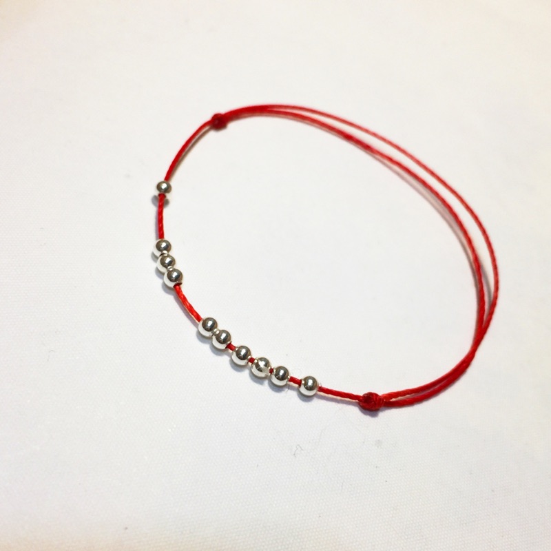 925純銀巴西蠟線紅繩手環