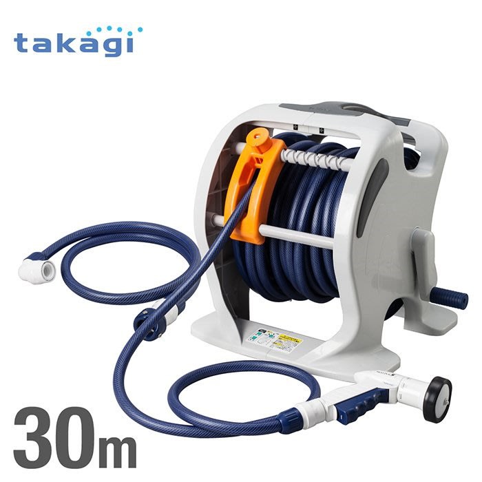 【日本Takagi】水車灑水組、20/30M水管車組洗車園藝澆花輕巧附掌上按壓灑水噴頭