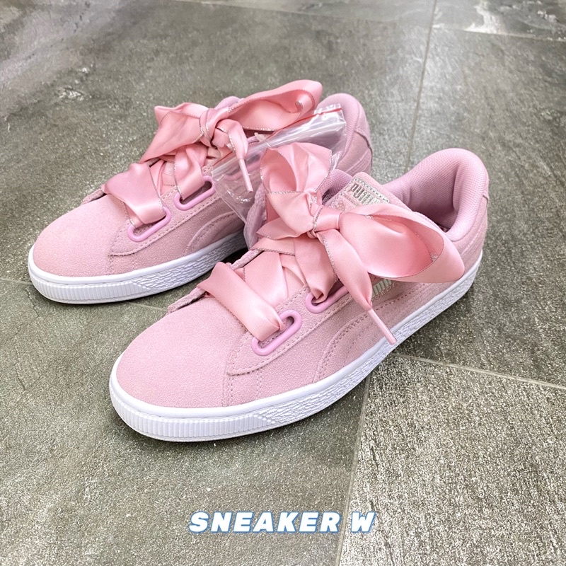 🔥特價6折 PUMA Pink Suede Heart Galaxy 緞帶鞋 粉紅 蝴蝶結 附基本棉質鞋帶