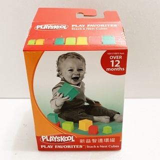 新益智連環罐PLAYSKOOL 幼兒玩具 : 益智積木盒立方體遊戲含8色方塊 兒樂寶 HASBRO 公司貨全新未拆
