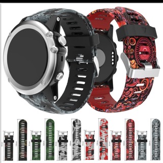 佳明Garmin Fenix 3 HR/Fenix 5x矽膠錶帶印花矽膠運動款手錶帶