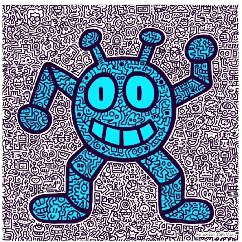塗鴉先生 Mr Doodle- 現貨版畫（藍）