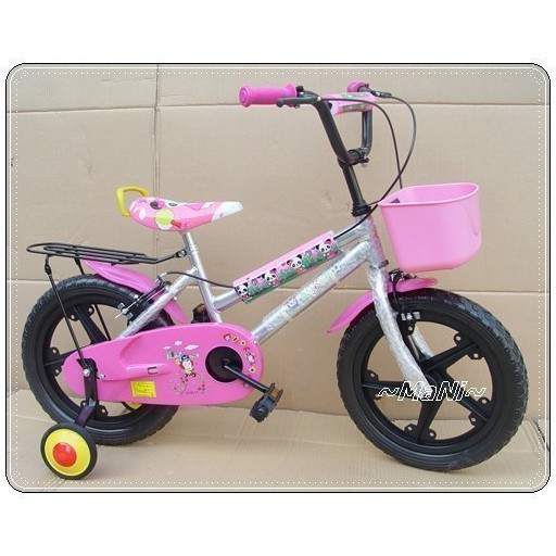 兒童 腳踏車 ♡曼尼♡ 非打氣款 16吋 自行車 ~小熊~兒童自行車 童車 全配  免打氣 小籃款 台灣製造 粉