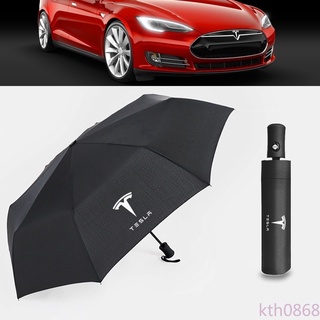 免運 Tesla特斯拉 全自動摺疊雨傘遮陽傘 Model3/X/S 特斯拉專屬logo汽車自動摺疊雨傘%優