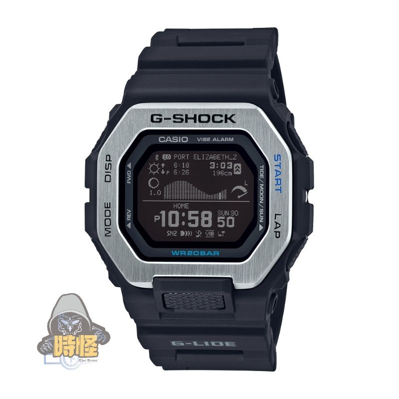 【CASIO】台灣卡西歐公司貨 G-SHOCK G-LIDE系列經典設計潮汐電子錶200米防水-黑(GBX-100-1)