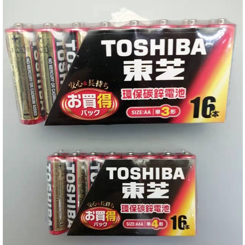 TOSHIBA 東芝 環保 碳鋅電池（紅）16入 一般電池 3號AA ~4號AAA