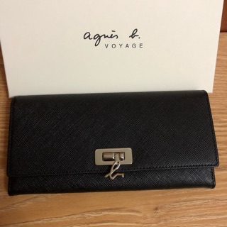 全新 agnes b 紅色 b扣 草寫b 扣式 logo 防刮 真皮 長夾 信封 牛皮 女用 保證真品 正品 皮夾 薄型