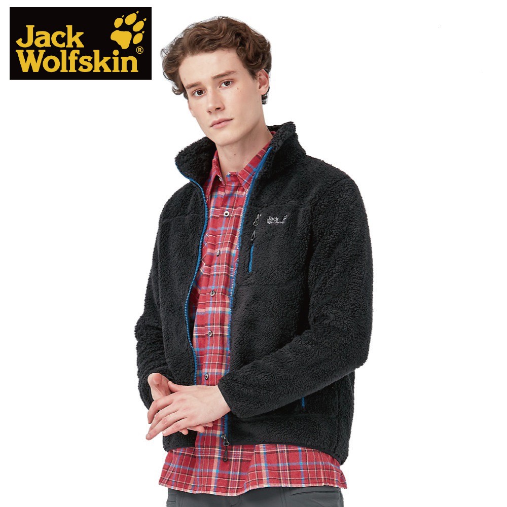 【Jack wolfskin 飛狼】男 羊毛刷毛保暖外套『灰黑』.