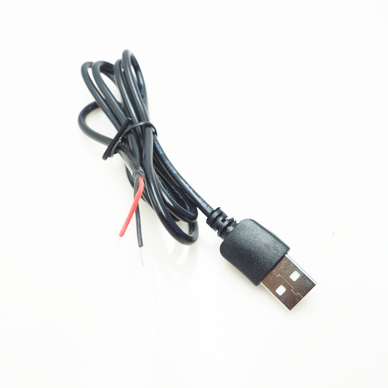 【量大價優】單頭USB電源線 黑色2芯 供電線 USB公頭/母頭 5V散熱風扇USB線 開關鍵線 1米長