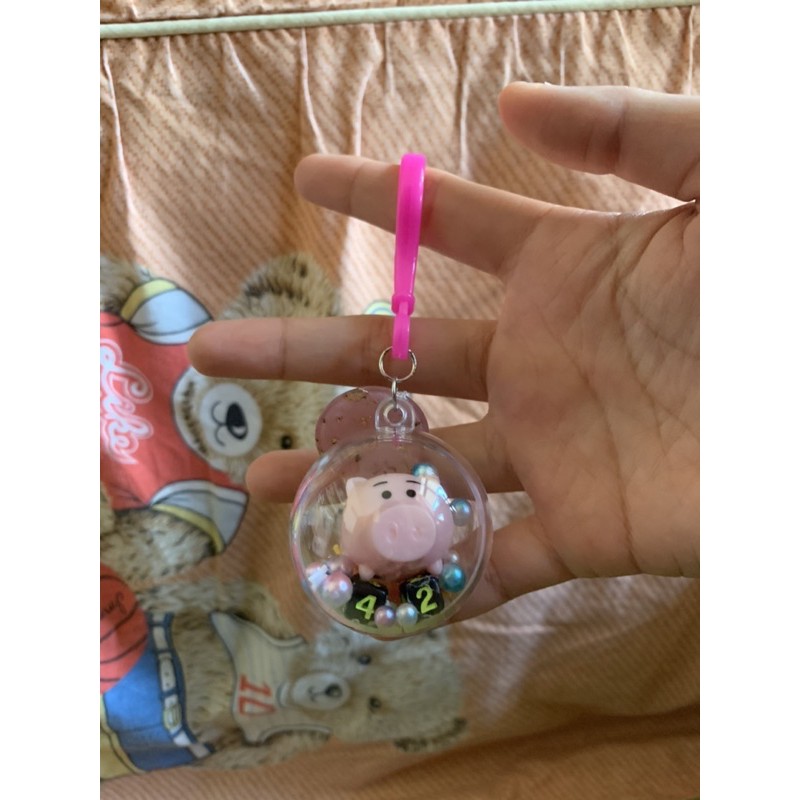 可愛火腿豬壓克力泡泡球鑰匙圈吊飾