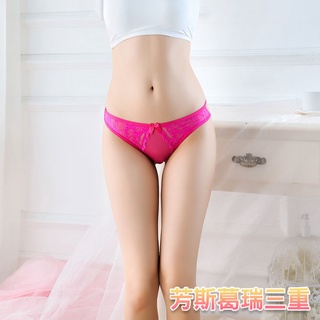 情慾時分露臀蕾絲丁字褲(玫紅)【芳斯葛瑞情趣用品】性感內褲 三角褲 丁字褲