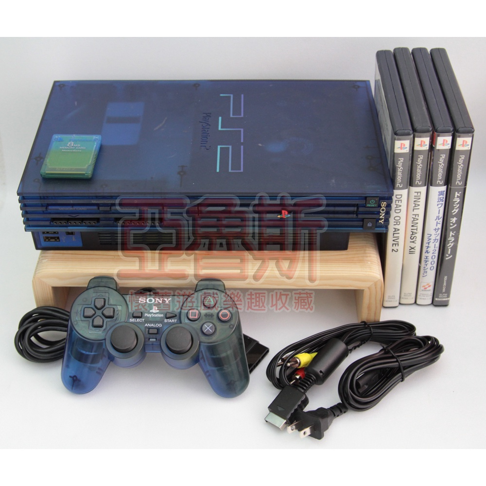 【亞魯斯】PS2遊戲主機(未改機) SCPH-37000 型 限定透明藍(褪色款) / 中古商品(看圖看說明)