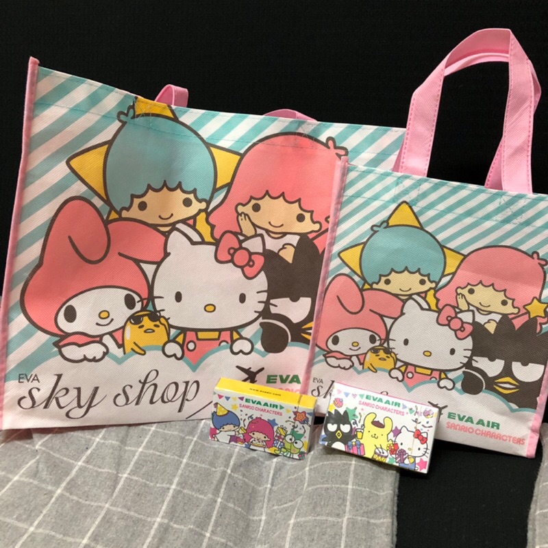 長榮航空hello kitty 酷企鵝彩繪機環保購物袋、撲克牌 手提袋、限量歡樂包