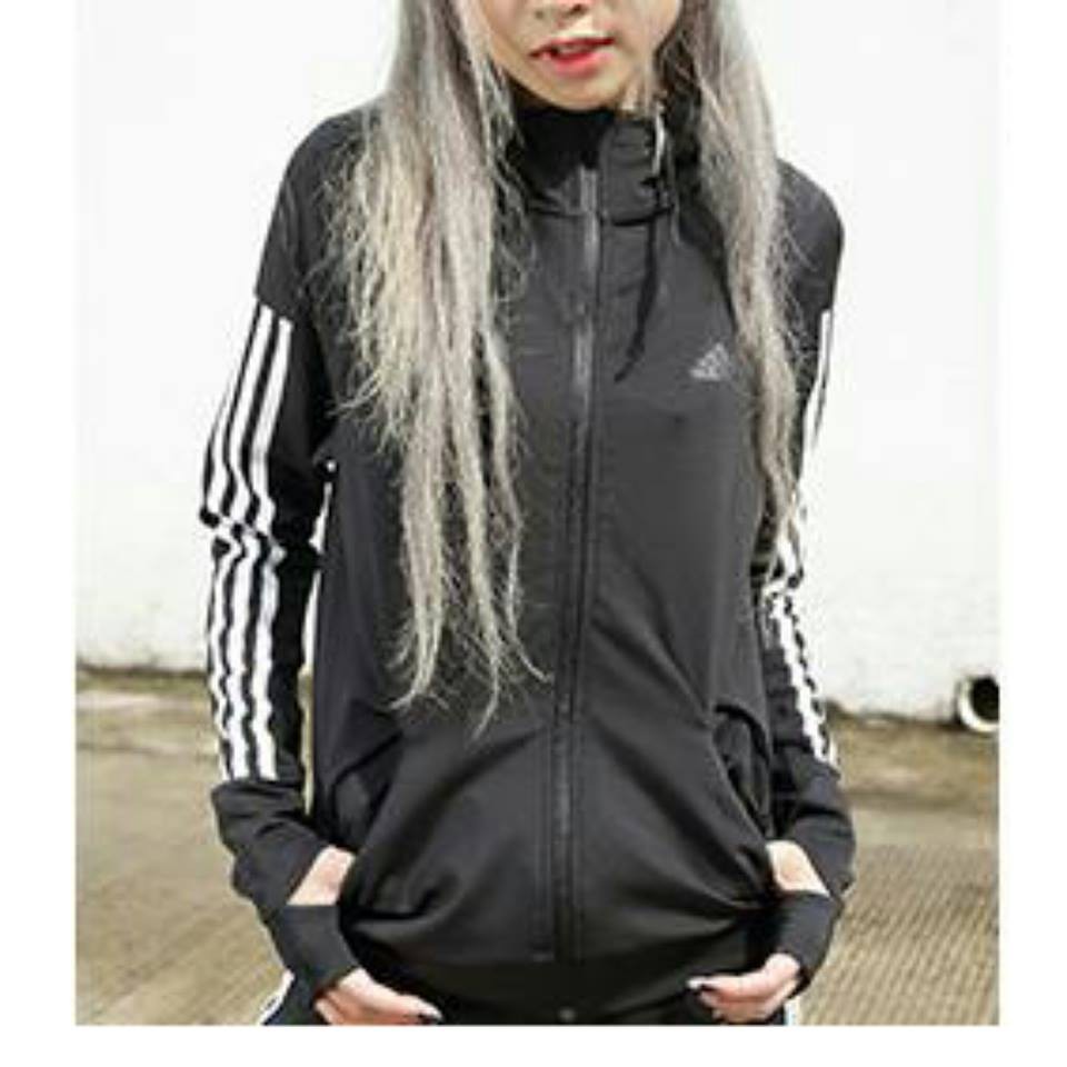 Adidas Performance Hoodie 女款 三線 黑色 運動連帽外套 BK7675