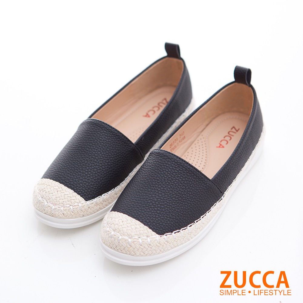 【ZUCCA】拼接編織色平底鞋-z6804bk-黑