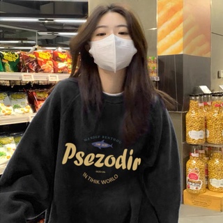 CHAOO 薄長袖 大學t 衛衣 長袖衛衣 oversize 美式大學t 美式長袖 黑色長袖 長袖上衣 圓領上衣 大學踢