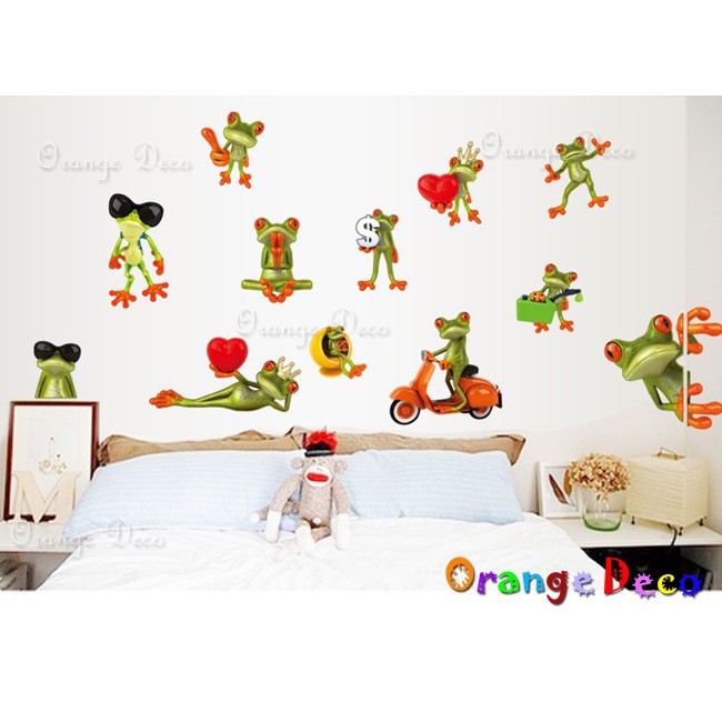 【橘果設計】頑皮搞笑小青蛙 壁貼 牆貼 壁紙 DIY組合裝飾佈置