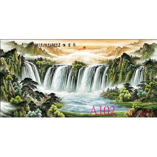 【幸運星】[臺灣發貨] 開運 招財 山水畫 聚寶盆 風水畫 有遠景 辦公室 客廳裝飾 國畫 無人無動物 宣紙畫芯 4