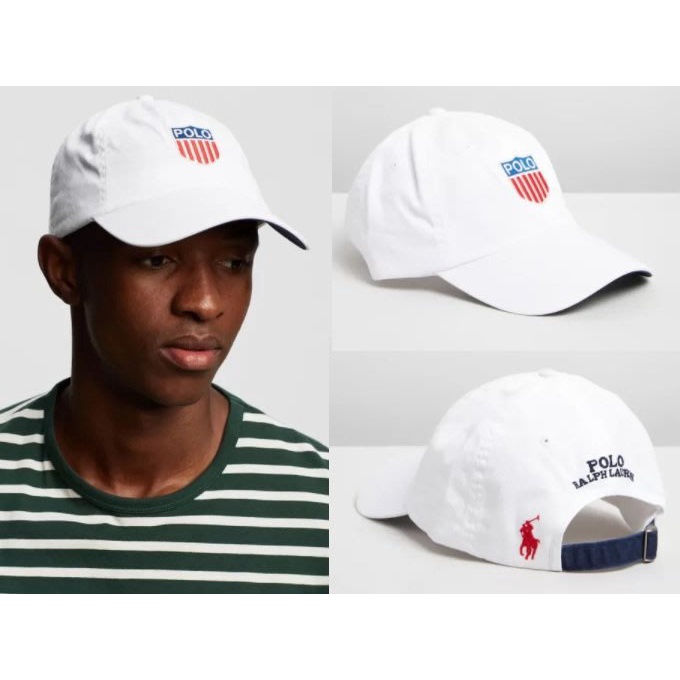Polo Ralph Lauren 小馬 前國旗 棒球帽 老帽 白色
