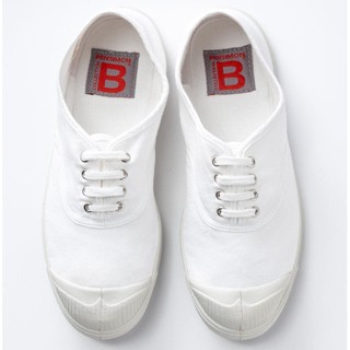 代購 法國bensimon 純手工製有機棉基本款白色綁帶帆布鞋
