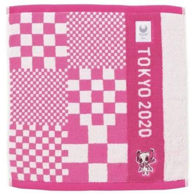 現貨 2020 東京奧運 限量 吉祥物 刺繡 毛巾 小方巾 收藏 紀念品 粉色