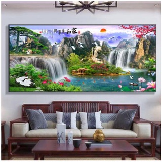 招財開運 新中式家和萬事興客廳裝飾畫沙發背景墻壁畫字畫橫幅大氣山水掛畫 免運
