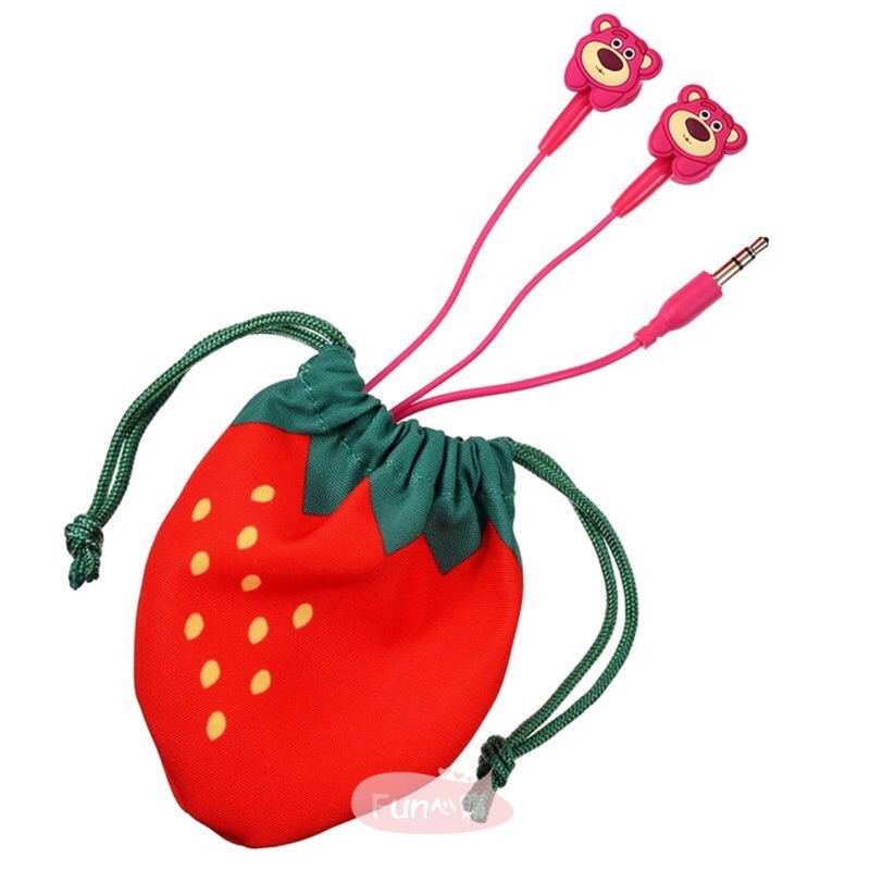 *♥:·.現貨·:*✡日本Disney迪士尼商店♥耳機 熊抱哥 附草莓 束口袋 收納袋