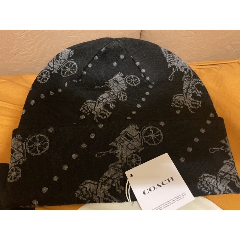 美國🇺🇸代購購入 全新正品 COACH 滿版馬車100%羊毛帽