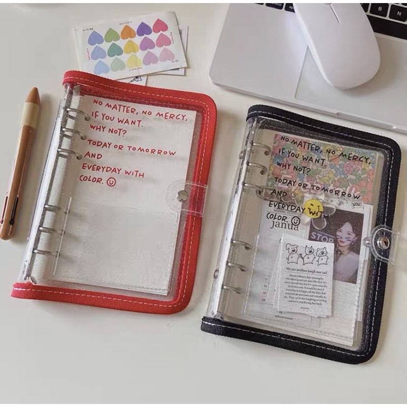 文具控必買 現貨韓國ins 英文透明pvc活頁手帳本 拍立得相冊 拉鍊筆記本 蝦皮購物
