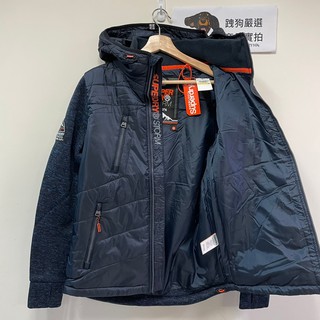 跩狗嚴選 極度乾燥 Superdry Storm Hybrid 連帽外套 背心 拼接 海軍藍 深藍 風衣 保暖 帽T