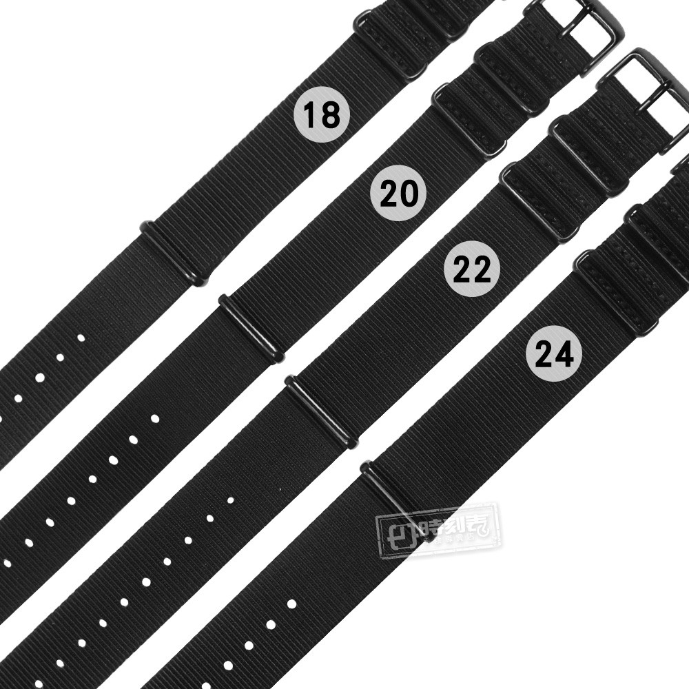 Watchband / 18.20.22.24 mm / DW代用 各品牌通用 流行百搭 輕便柔軟 尼龍錶帶 黑色