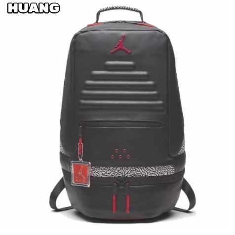 Air Jordan Retro 3 Backpack "OG" 高階款 防潑水皮革後背包 爆裂紋 黑水泥