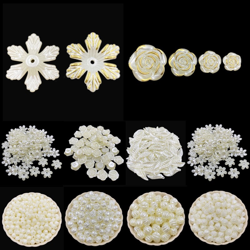 珠寶製作魅力 5-50 件 DIY 工藝品米色花朵散珠