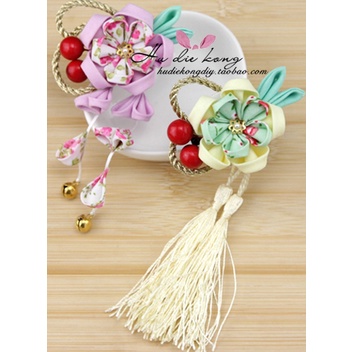 Diy和风发饰材料包双色碎花细工花簪布花饰品头饰和风套餐套装 蝦皮購物