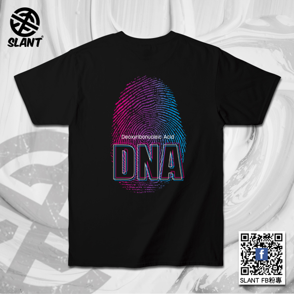 SLANT DNA字樣 指紋圖樣 脫氧核醣核酸 DNA 基因短袖T恤  潮流T恤 純棉T恤 雙面印刷