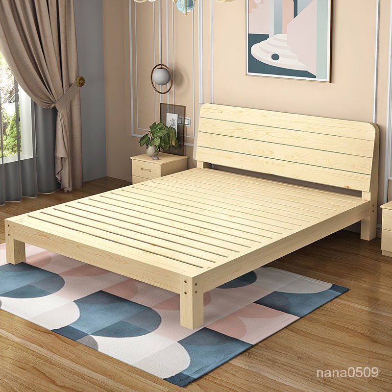 【免運】【限時優惠】木床便宜的批髮實木床1.8米鬆木雙人床1.5米簡約簡易1mm單人床架 床架實木 雙人床  ZLRA