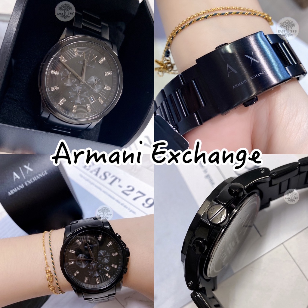 【East 279東貳柒玖服飾】Armani Exchange AX 三眼手錶 水鑽全黑 AX2093 #代購