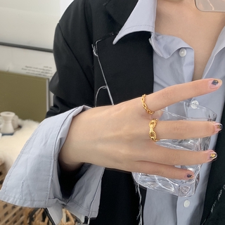小幸運~ 歐美風街拍時尚開口戒指 韓國精緻鏈條戒指 INS冷淡風時尚百搭指環食指戒