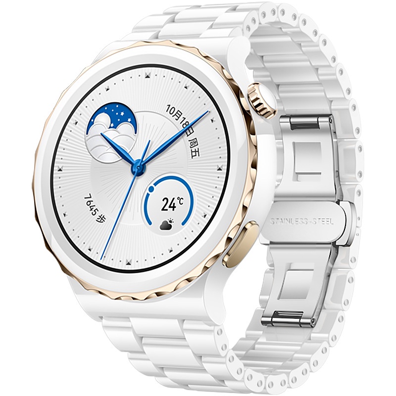 適用於華為GT 3 PRO原裝陶瓷錶帶 適用於華為GT2 GT2e GT2 Pro 20mm22mm三珠陶瓷錶帶 陶