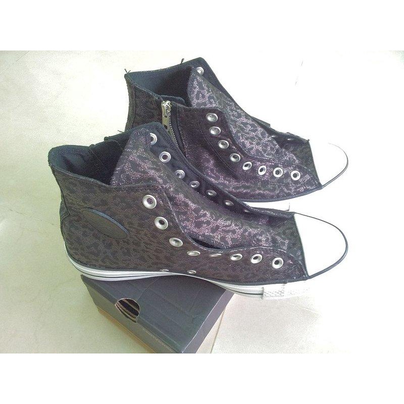 【當成廢品出售】全新 瑕疵 CONVERSE ALL STAR HI 高筒 金蔥 拉鍊 豹紋 帆布鞋