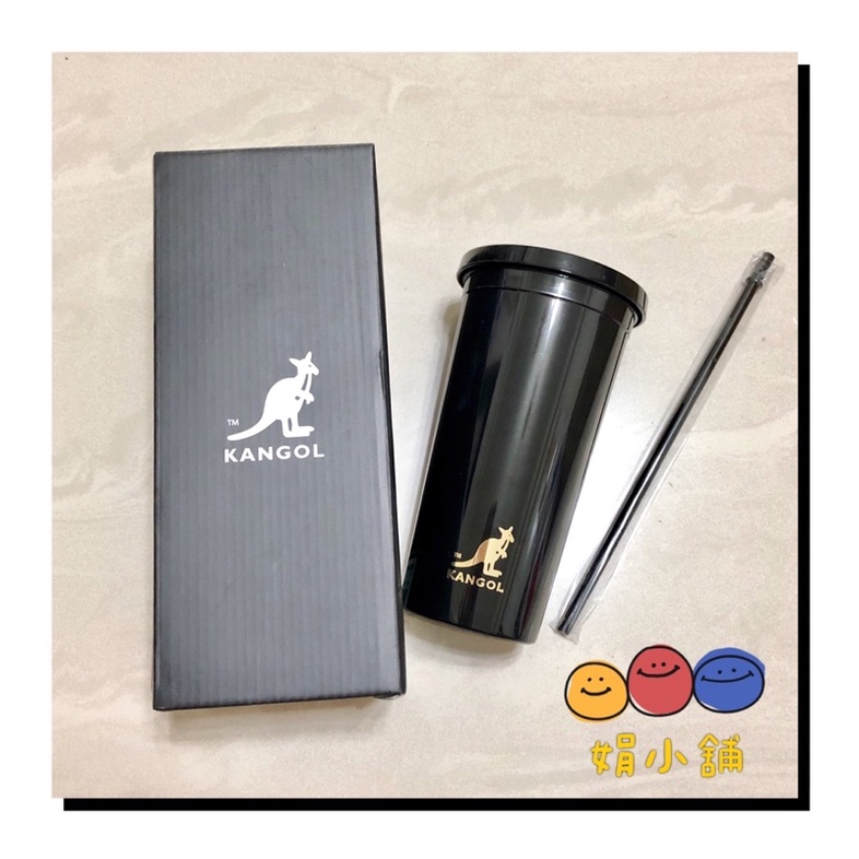《✨全新現貨》KANGOL 袋鼠 雙層 吸管水杯 環保吸管 涼飲杯 水杯 580ML