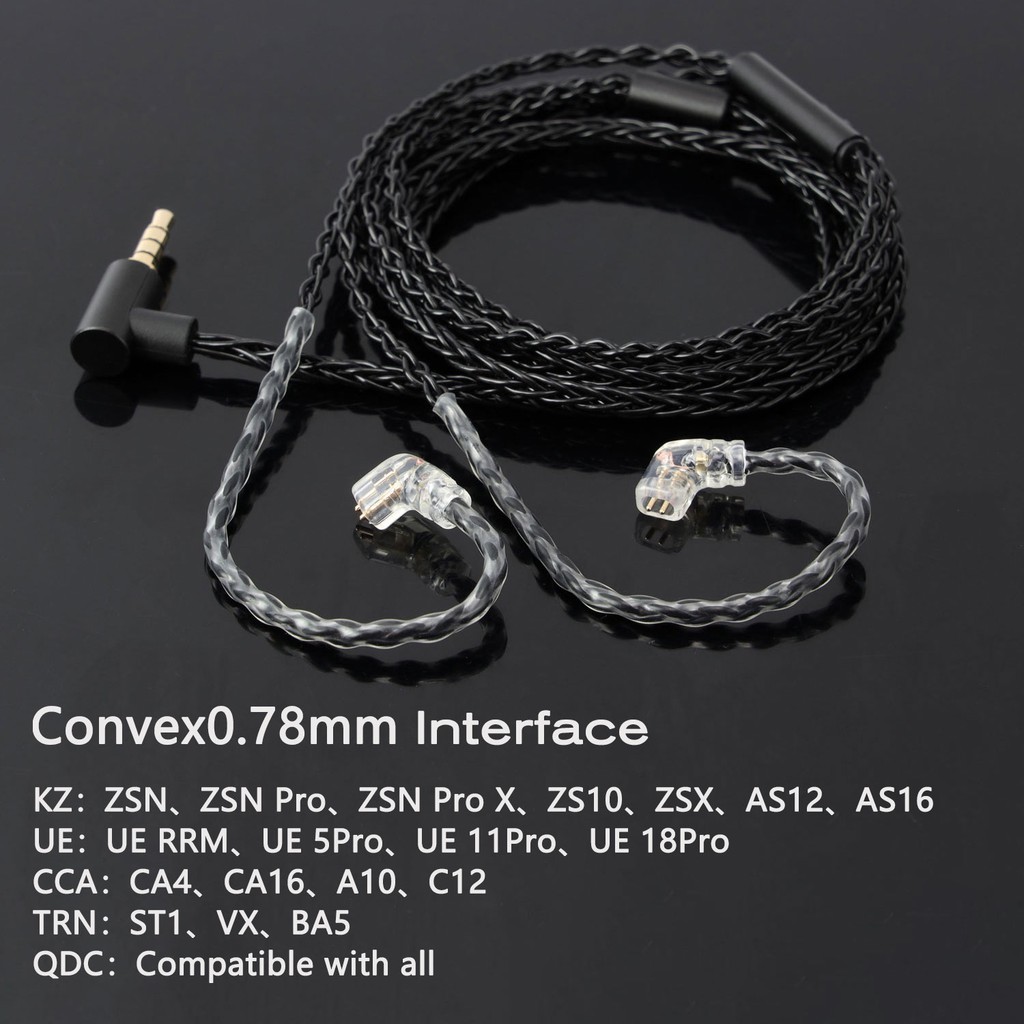 JCALLY JC08S 8股黑色2pin MMCX耳機升級線，用於KZ ZSN PRO X ZSTX ZS10 PRO
