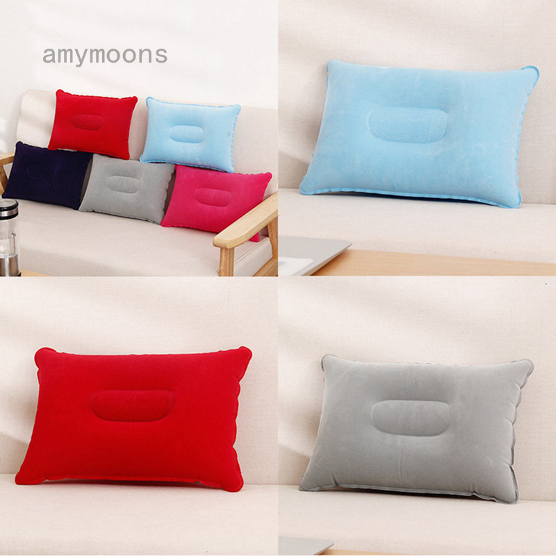 Amymoons 植絨PVC充氣枕 戶外充氣旅行枕頭 航空靠枕 午睡充氣長方形枕