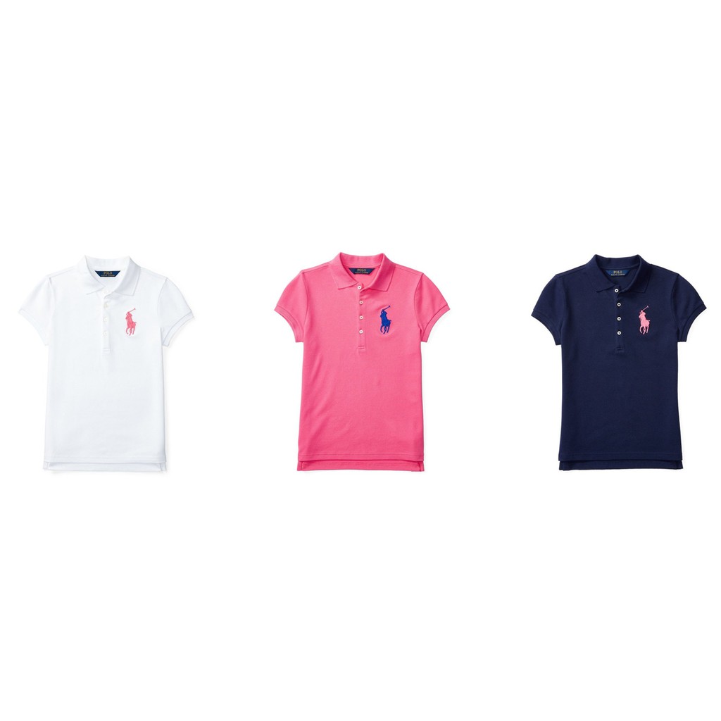 美國百分百【全新真品】Ralph Lauren Polo衫 RL 短袖 素面 網眼 大馬 女 白色 粉色 深藍 H869