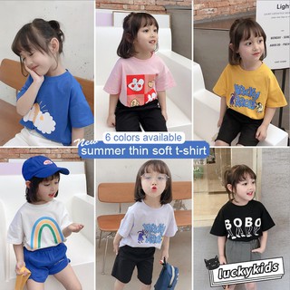 可愛寶寶卡通字母印花純棉t恤夏季男童女童短袖上衣