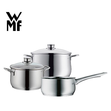 【WMF】DIADEM PLUS 鍋具三件組(高身湯鍋含蓋20cm+高身湯鍋不含蓋24cm+單手鍋16cm)