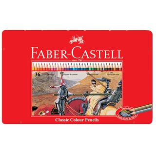 德國輝柏 FABER-CASTELL 115846 紅色鐵盒裝油性色鉛筆 36色