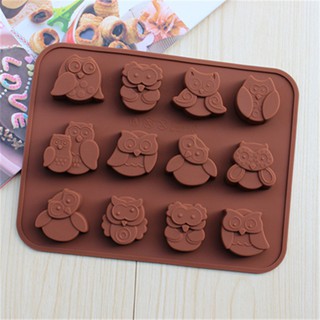 <阿柑>[矽膠模具][12連 貓頭鷹造型]食品級矽膠模具 巧克力模 蛋糕模 冰模 冰格 布丁果凍 慕斯模 烘焙工具