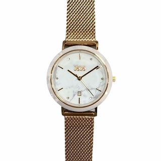 NATURALLY JOJO 優雅陶瓷圈玫瑰金米蘭腕錶(純白陶玫瑰金)34mm JO96979-80R