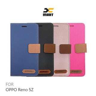 XMART OPPO Reno 5Z 斜紋休閒皮套 可立 插卡 磁扣